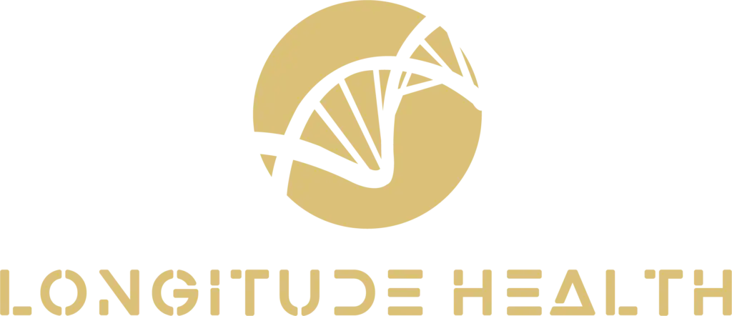 Longitude Health logo featuring a stylized circular design and the brand name "LONGITUDE HEALTH," representing the in-home health treatments offered by Longitude Life Clinics.