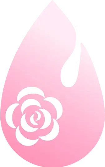 Pink droplet graphic with a white rose design, representing hydration and wellness in IV therapy services offered by Longitude Health.